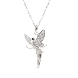 Ornate Jewels 92.5 Pure Sterling Silver American Diamond Angel Pendant with 18-inch Chain-picture-27