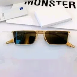 EYESACE Gold-Toned Rectangle Sunglasses with Black UV Protected Lens-picture-26