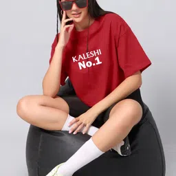 Besick Typography Printed Cotton Crop T-shirt image 2