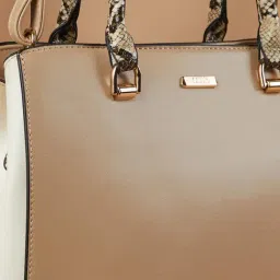 Code by Lifestyle Beige Logo Satchel Handbag image 4