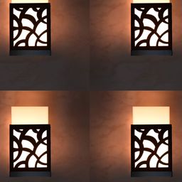 Gojeeva Black 4 Pieces Wood Square Shaped Textured Contemporary Wall Lamp-picture-19