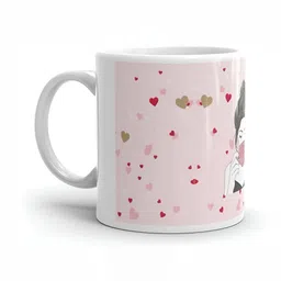 Mr UVD White & Pink Graphic Printed Ceramic Glossy Mug - 350 ml image 1