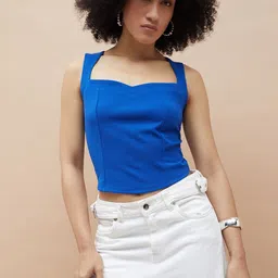 Ginger by Lifestyle Solid Sleeveless Crop Top-picture-30