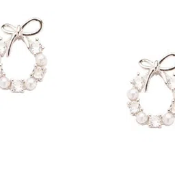 PolluxCraft Gold-Plated Artificial Stones Studded & Beaded Contemporary Korean Studs image 4