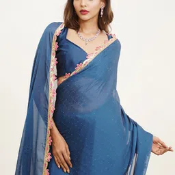 Kalista Sequinned Chiffon Saree image 4