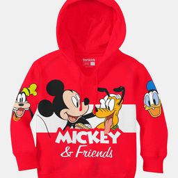 Bonkids Full Sleeves Mickey & Friends Featuring Mickey Mouse & Pluto Printed Hoodie - Red-picture-44