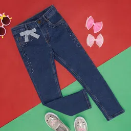 Pantaloons Junior Stone Embellished Jeans - Dark Blue-picture-13