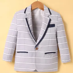 Rikidoos Cotton Full Sleeves Striped Blazer - Grey-picture-15