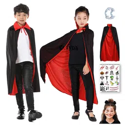 Sarvda Halloween Theme Sleeveless Vampire Costume With Double Sided Cape - Red-picture-12