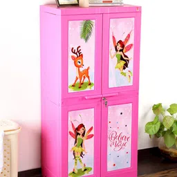 cello wimplast Cello Novelty Big Fairy Kids Plastic Cupboard With 3 Shelves  Pink image 2