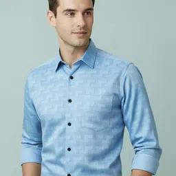 Yugnik Men Smart Slim Fit Textured Spread Collar Cotton Formal Shirt-picture-15