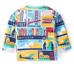 Babyhug Cotton Knit Full Sleeves Night Suit with Vehicle & Text Print - Multicolour image 3