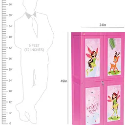 cello wimplast Cello Novelty Big Fairy Kids Plastic Cupboard With 3 Shelves  Pink image 3