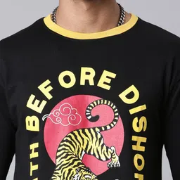 LEWEL Men Printed Long Sleeves Slim Fit T-shirt image 2