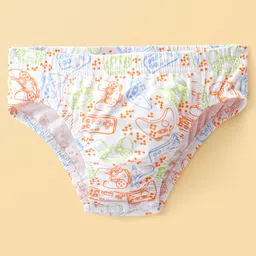 Honeyhap Premium Cotton Elastane Single Jersey Printed Briefs with Bio Finish Pack of 5 - Multicolour image 4