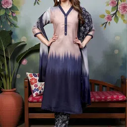 PAMPER YOURSELF Women Ombre Dyed Regular Kurta with Trousers & With Dupatta-picture-11