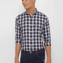 Allen Solly Purple Cotton Slim Fit Checks Shirt-image-91