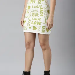 showoffff SHOWOFF Green & White Self Design Skirt image 3