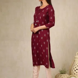 Soch Purple Rayon Regular Fit Ethnic Motifs Kurta image 3