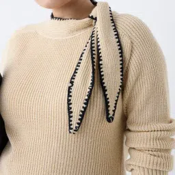 Gia by Westside Beige Knit-Textured Sweater image 4