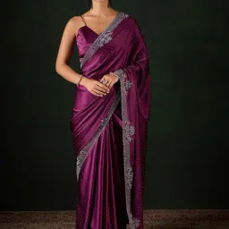 Saree Mall Magenta Satin Embellished Saree with Blouse Piece-picture-15