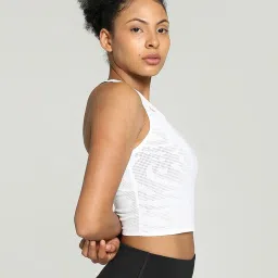 Puma White Self Pattern Sports Cropped Tank Top image 3