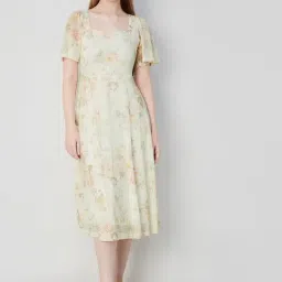 Code by Lifestyle Off White Floral Print Midi Dress-image-49