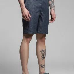 Jack & Jones Blue Cotton Regular Fit Textured Shorts image 3