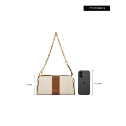 Miraggio Ivory Textured Medium Shoulder Handbag image 3