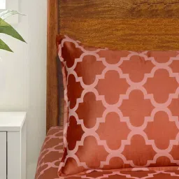 Saral Home Easy Living Rust Cotton  Tangier Soft Self Pattern King Bed Sheet With Pillow Covers image 3