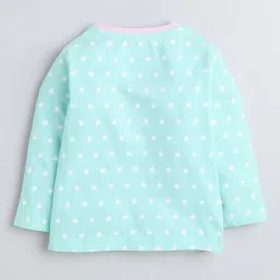 Bumzee Kids Mint Green & Purple Cotton Printed Full Sleeves T-Shirt Set image 3