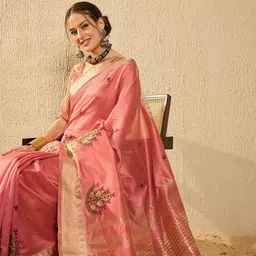 SERONA FABRICS Woven Design Embroidered Silk Cotton Banarasi Saree image 4