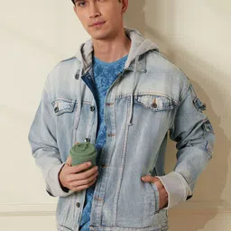 WROGN Men Washed Polycotton Denim Jacket with Embroidered-picture-19