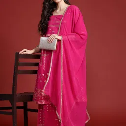 Anouk Printed Regular Gotta Patti Pure Cotton Kurta with Palazzos & Dupatta-image-10