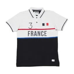 Octave Kids White Melange Cotton Color Block Pattern Polo T-Shirt-image-25