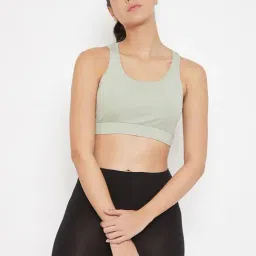 Clovia Sage Green Non Wired Padded Sports Bra-image-18