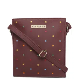 Caprese Popsicle Maroon Textured Medium Sling Handbag-image-3
