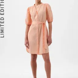 GAP Peach Regular Fit Solid Dress image 3