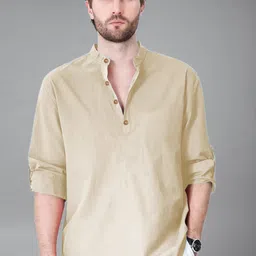 BHUVIKOO Mandarin Collar Roll-Up Sleeves Short Kurta-picture-35