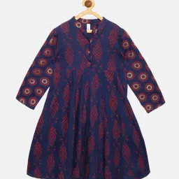 Kiddopanti Kids Navy & Red Printed Full Sleeves Kurta-picture-20