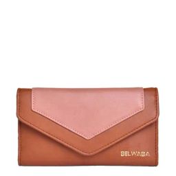 BELWABA Tan Color Block Tri-Fold Wallet for Women-picture-19