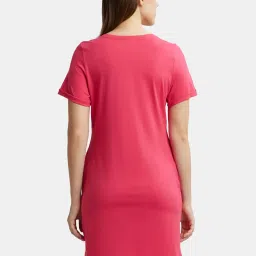 Jockey RX44 Women's Super Combed Cotton Curved Hem Styled Printed Sleep Dress with Side Pockets image 3