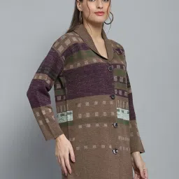 Monte Carlo Brown Printed Regular Fit Cardigan image 3