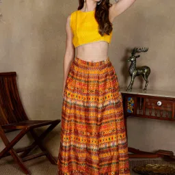 NEUDIS Yellow Printed Maxi Skirt image 3