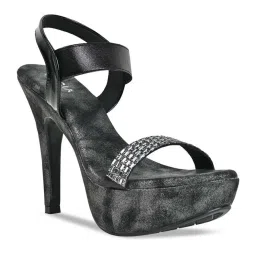 Rocia by Regal Women's Black Ankle Strap Stilettos image 3