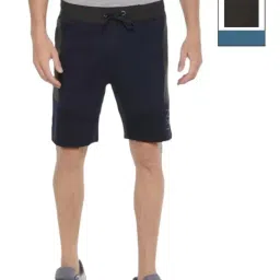 Force NXT Navy & Charcoal Melange Cotton Regular Fit Shorts - Pack Of 2-image-62
