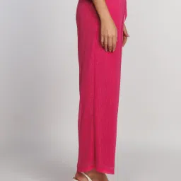 Zink London Pink Regular Fit High Rise Palazzos image 3