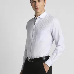 Peter England White Cotton Regular Fit Checks Shirts image 3