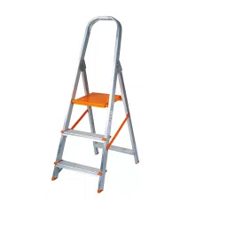 AGUERRI 3 Steps Aluminium Ladder Orange Lightweight & Foldable with Wide Platform for Indoor & Outdoor Use-image-45