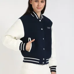 TOMMY HILFIGER Blue Polyester Solid Full Sleeves Jacket image 3